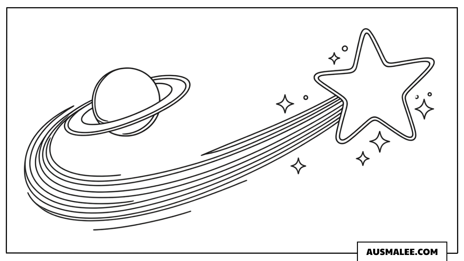 Sternschnuppe mit Planet Ausmalbild