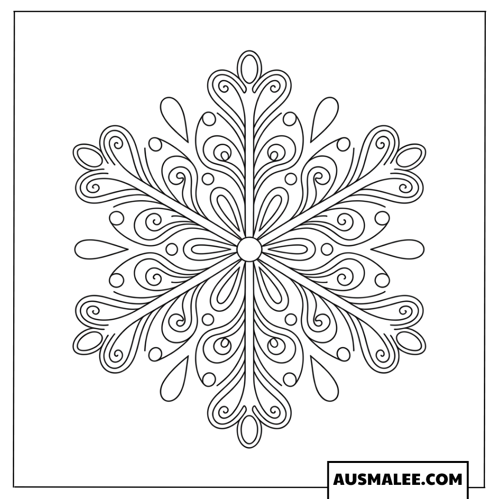 Stilisierte Mandala-Schneeflocke Ausmalbild