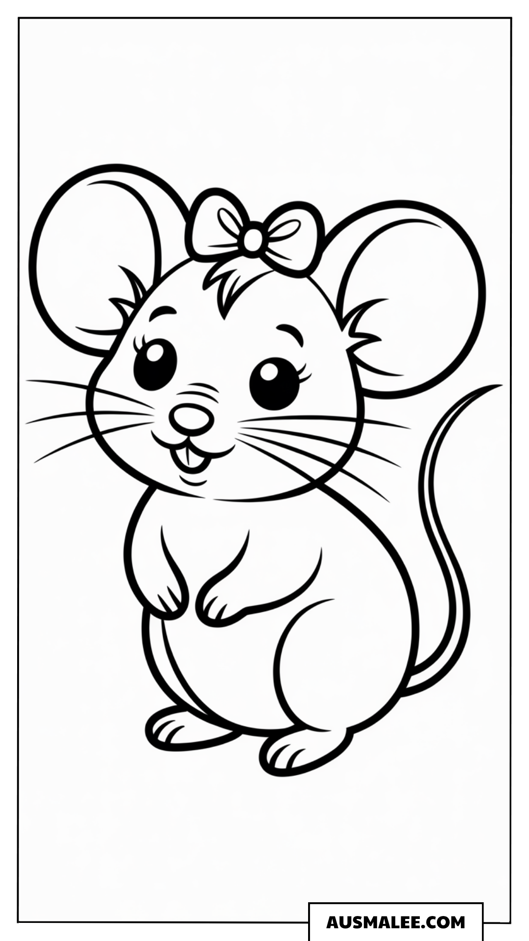 Süße Maus mit Schleife ausmalbild