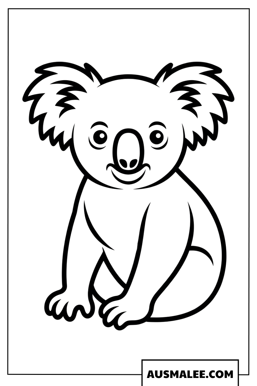 Süßer sitzender Koala Ausmalbild