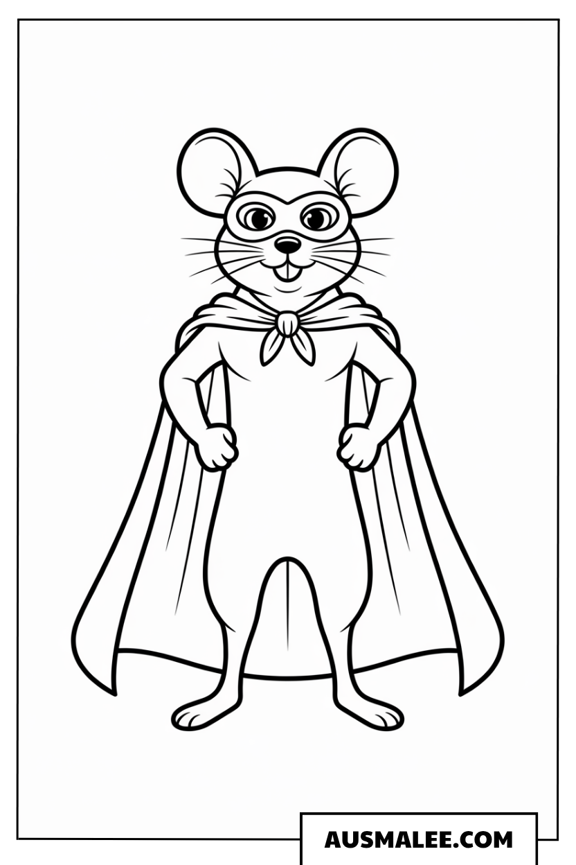Superheld Maus ausmalbild