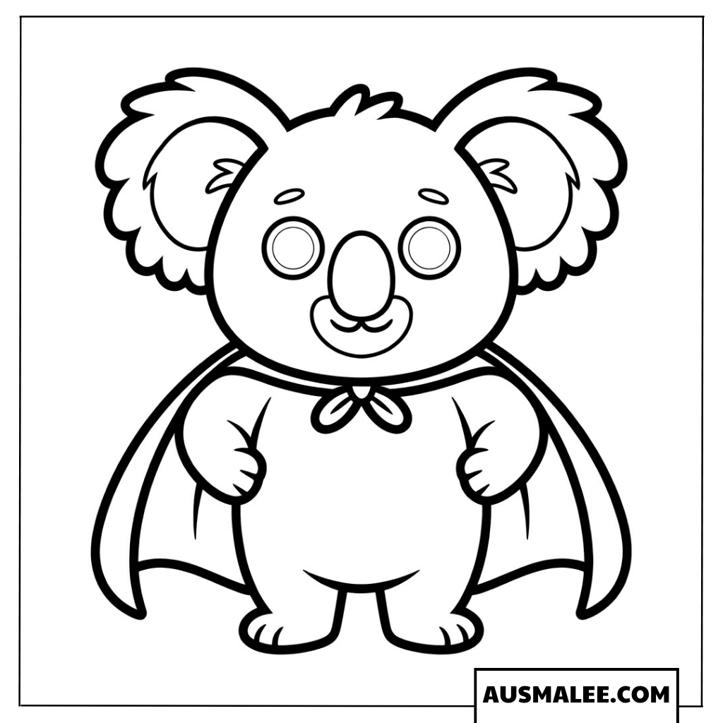 Superhelden-Koala Ausmalbild