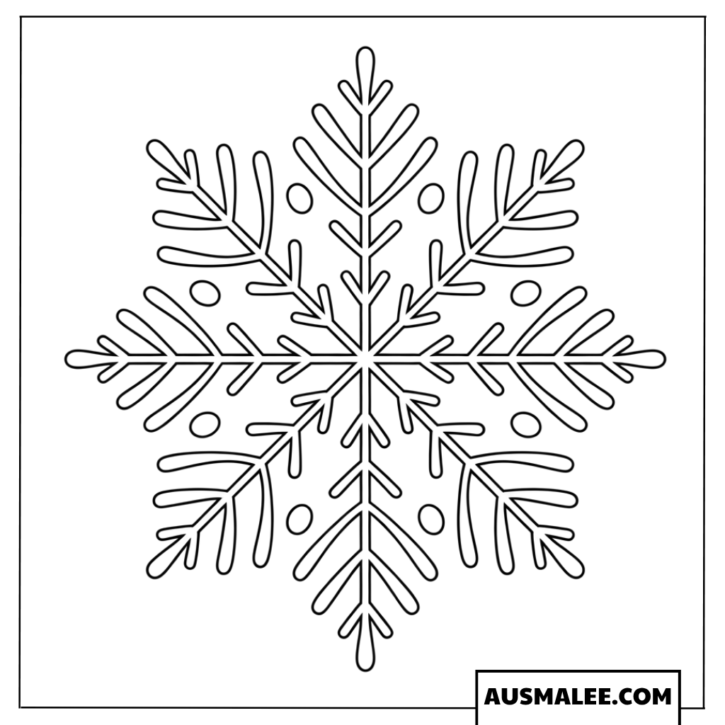 Symmetrisches Mandala-Schneeflocken Ausmalbild