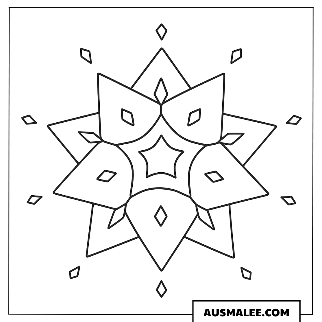 Symmetrisches Stern-Mandala Ausmalbild