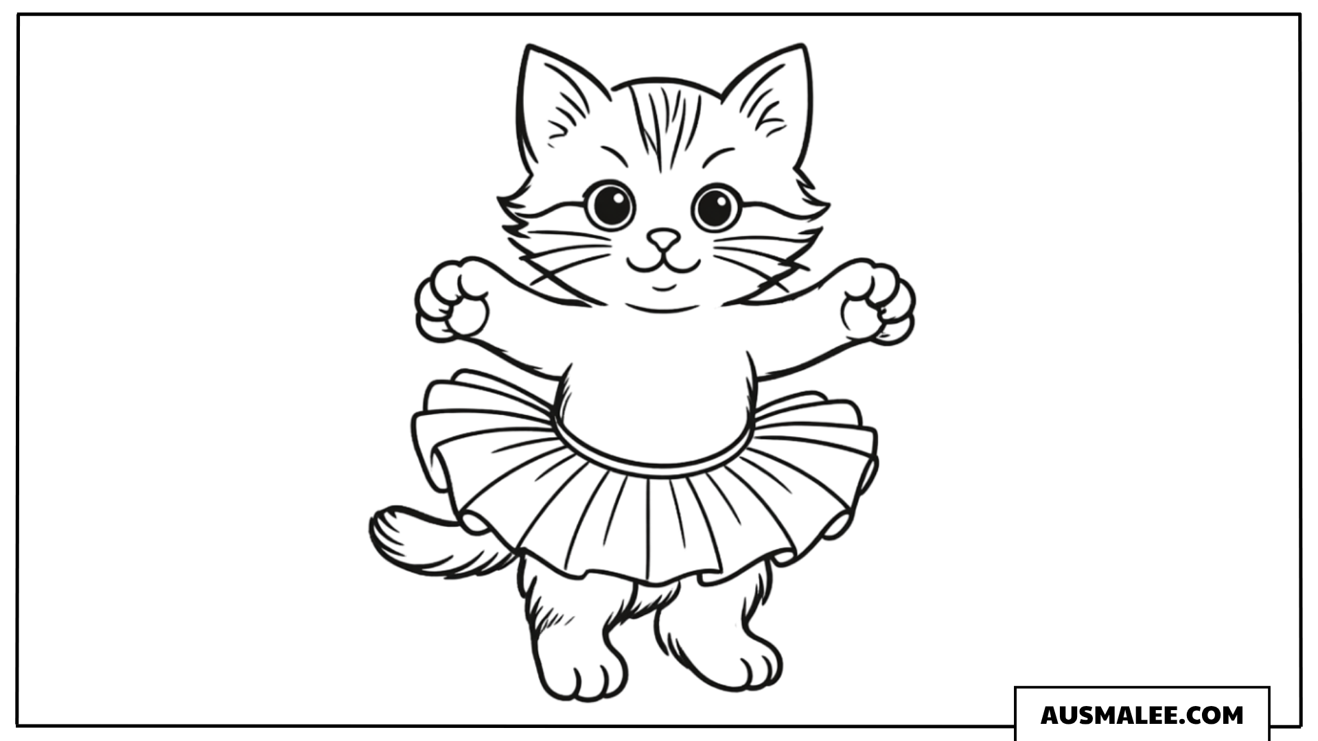 Tanzende Katze im Tutu Ausmalbild