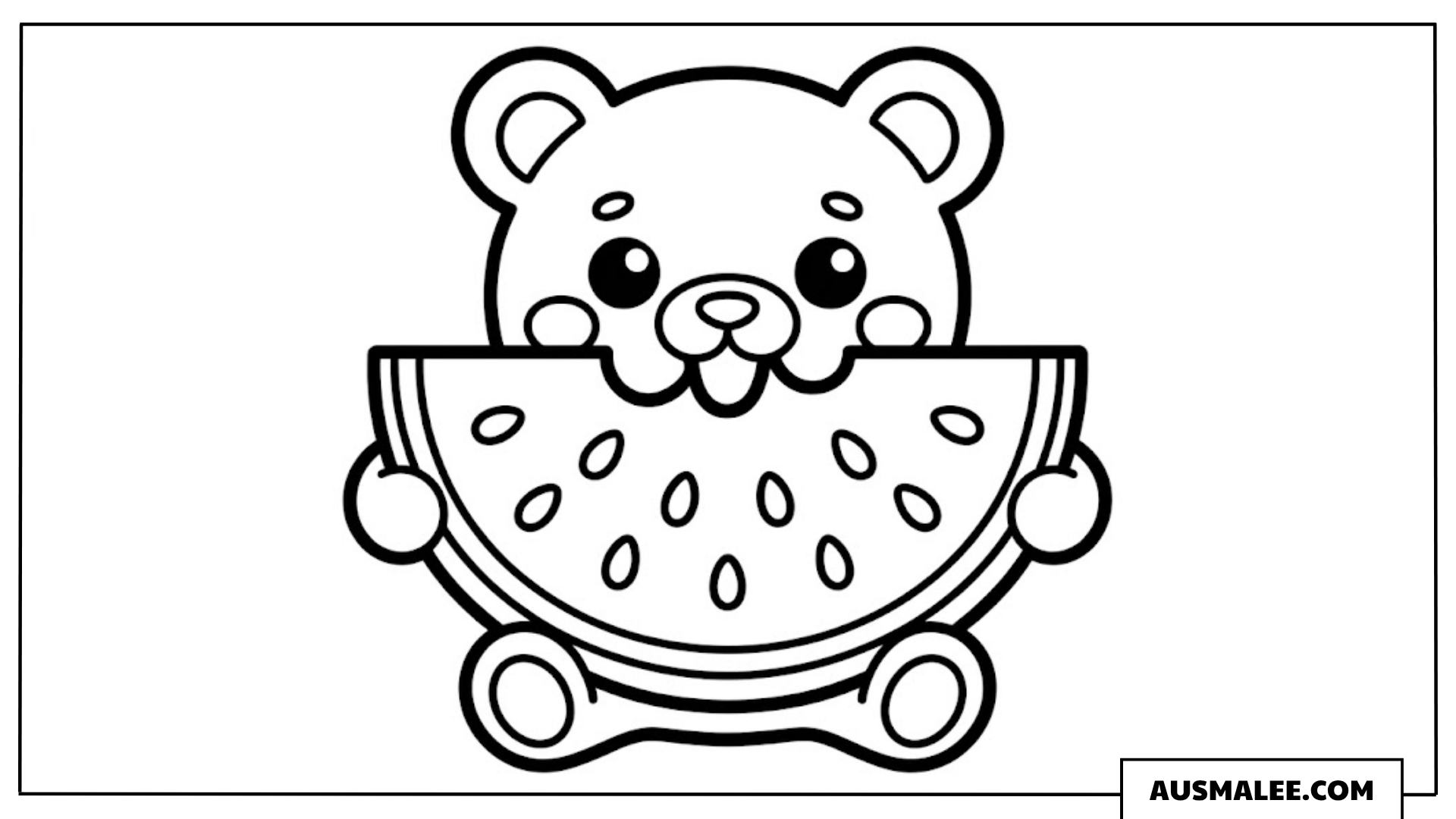 Teddybär isst Wassermelone ausmalbild