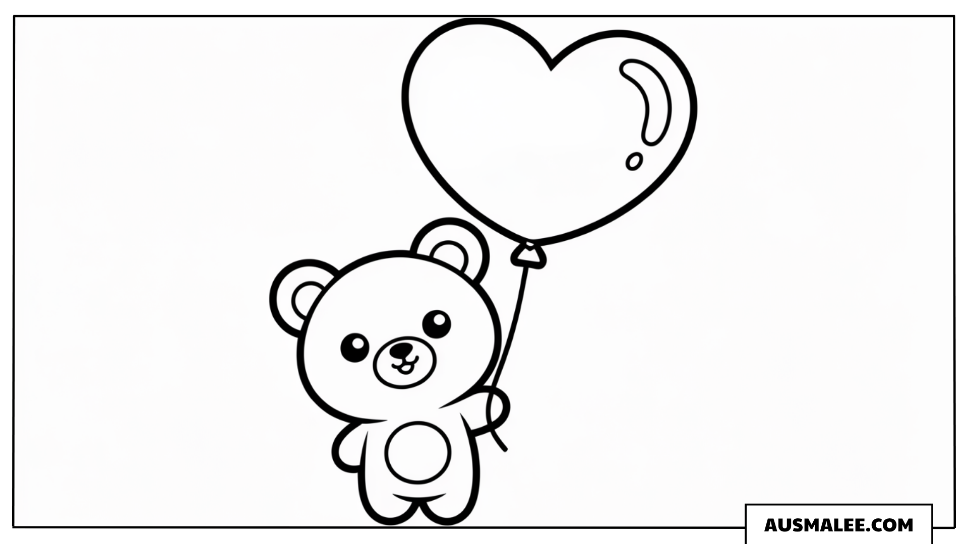 Teddybär mit Herzballon ausmalbild