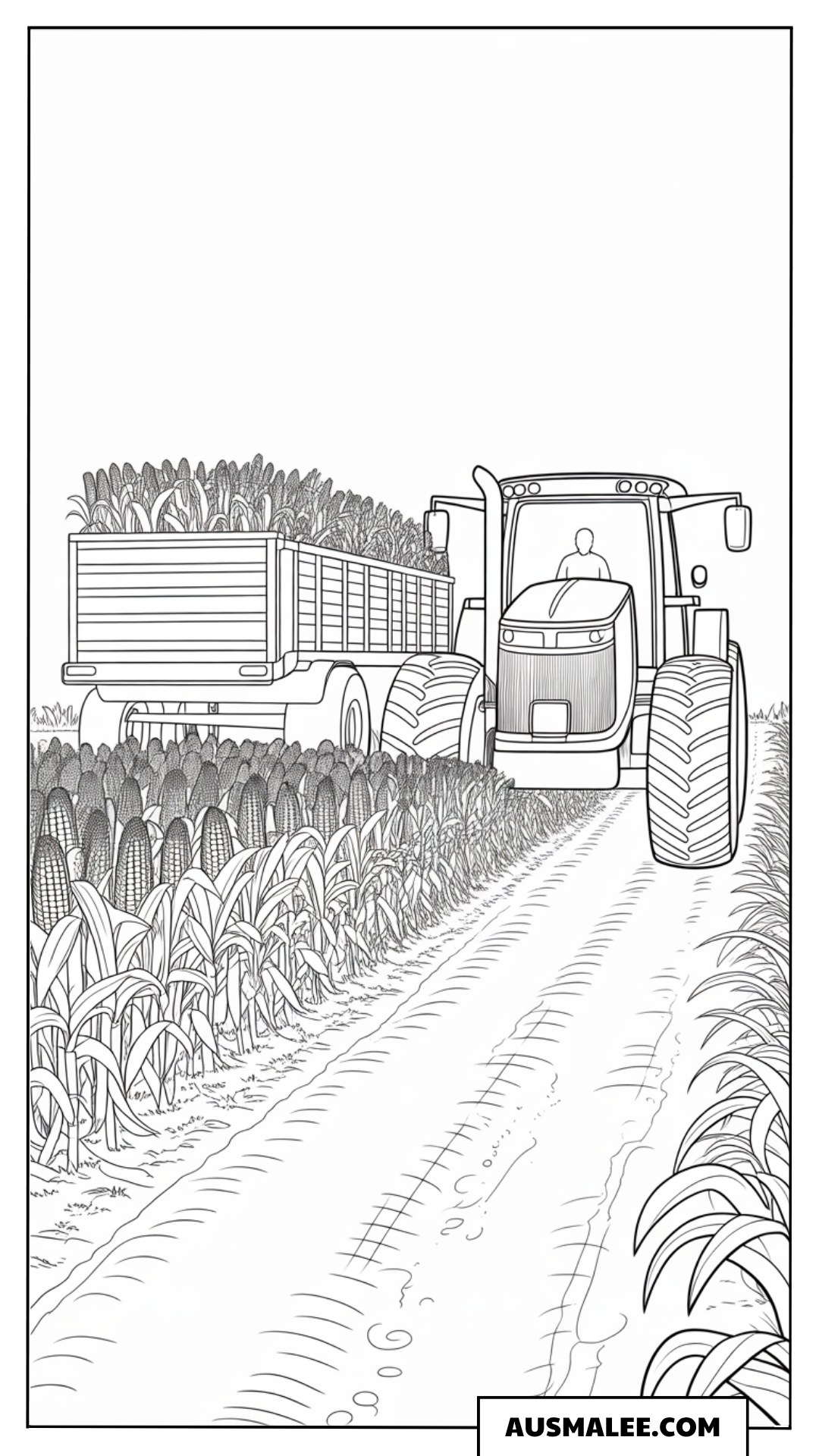 Traktor bei der Ernte ausmalbild