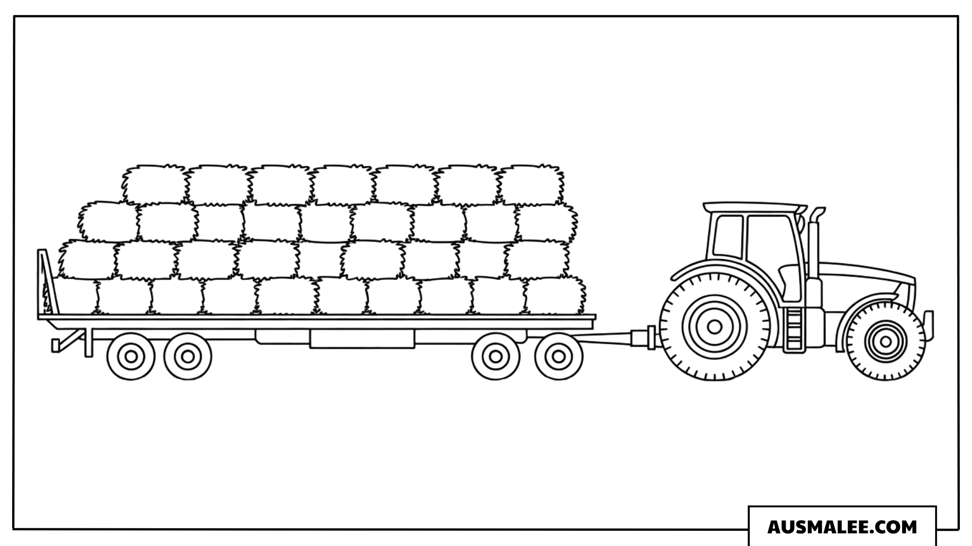 Traktor mit Heuballen ausmalbild