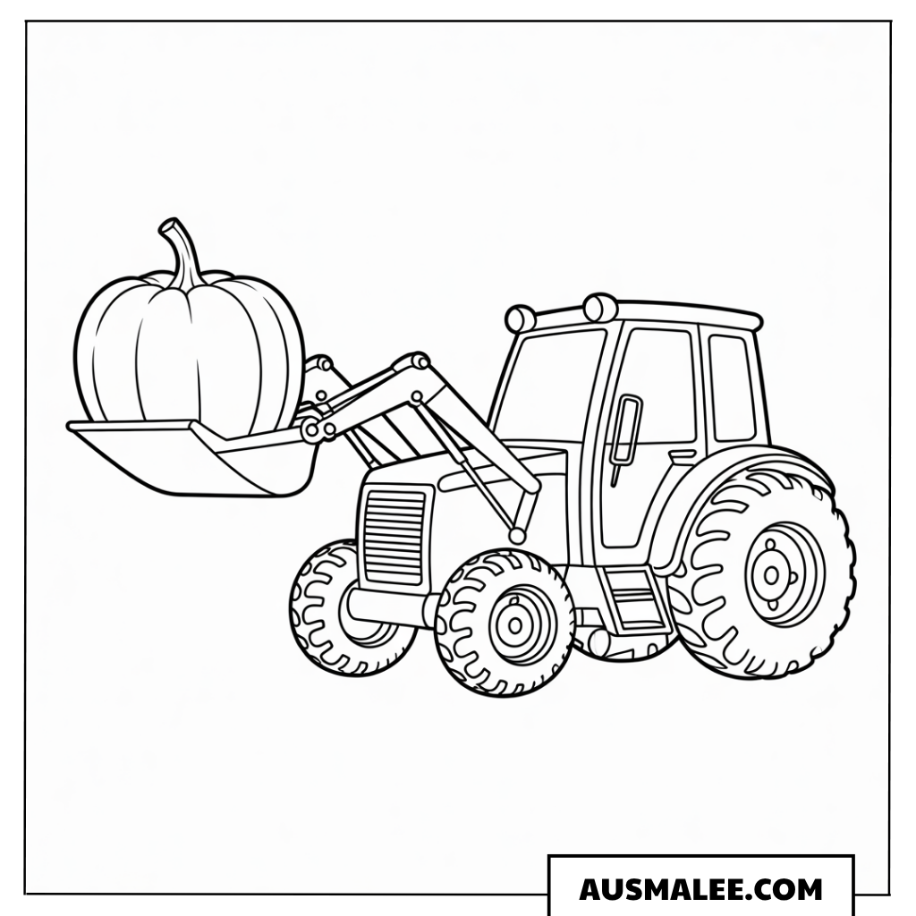 Traktor mit Kürbis ausmalbild