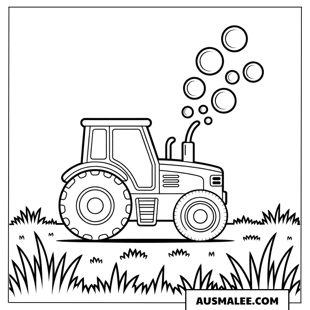 Traktor mit Seifenblasen ausmalbild