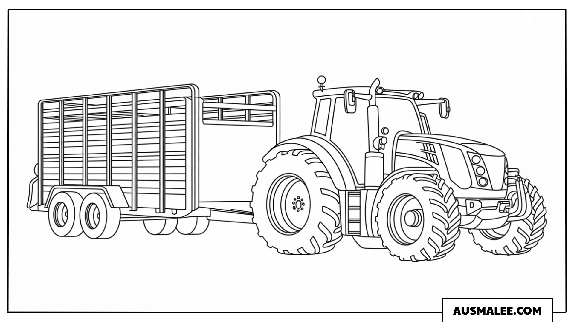Traktor mit Viehtransporter ausmalbild