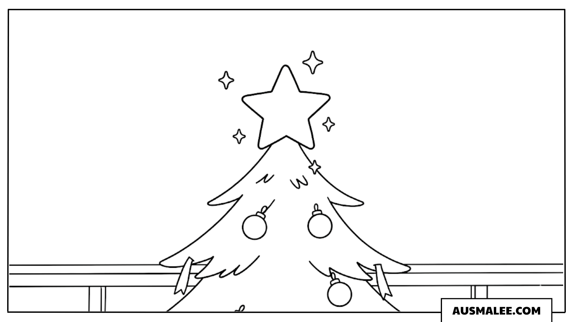 Weihnachtsbaum mit Stern und Kugeln Ausmalbild