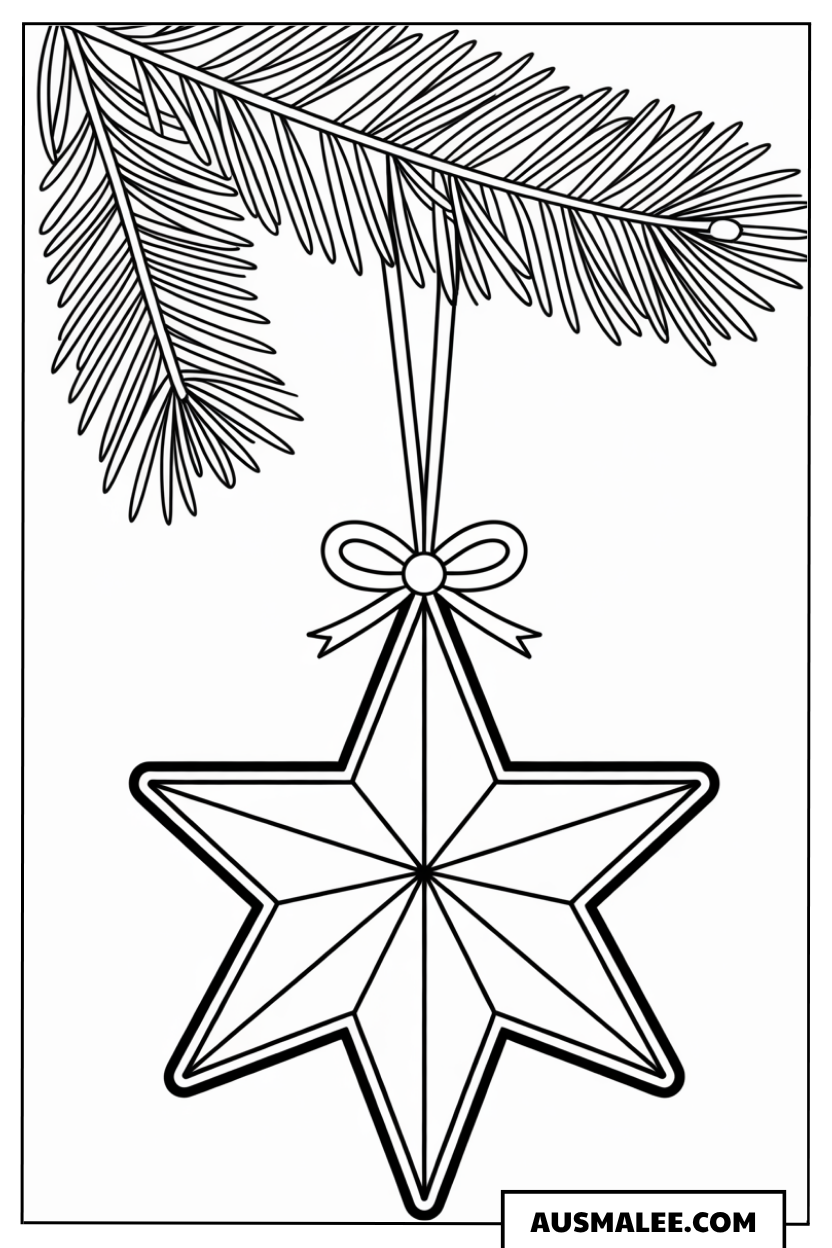 Weihnachtsstern als Baumschmuck Ausmalbild