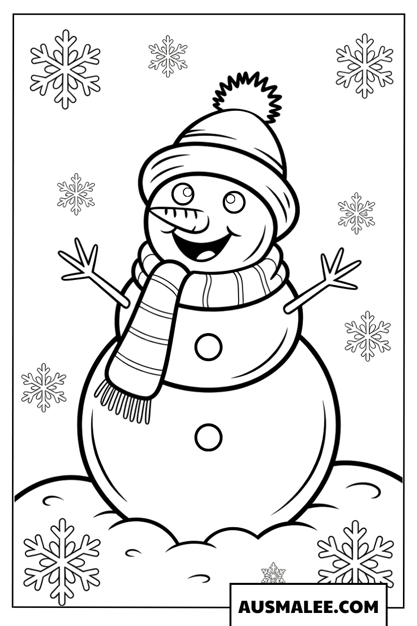 Winterliches Schneemann Ausmalbild