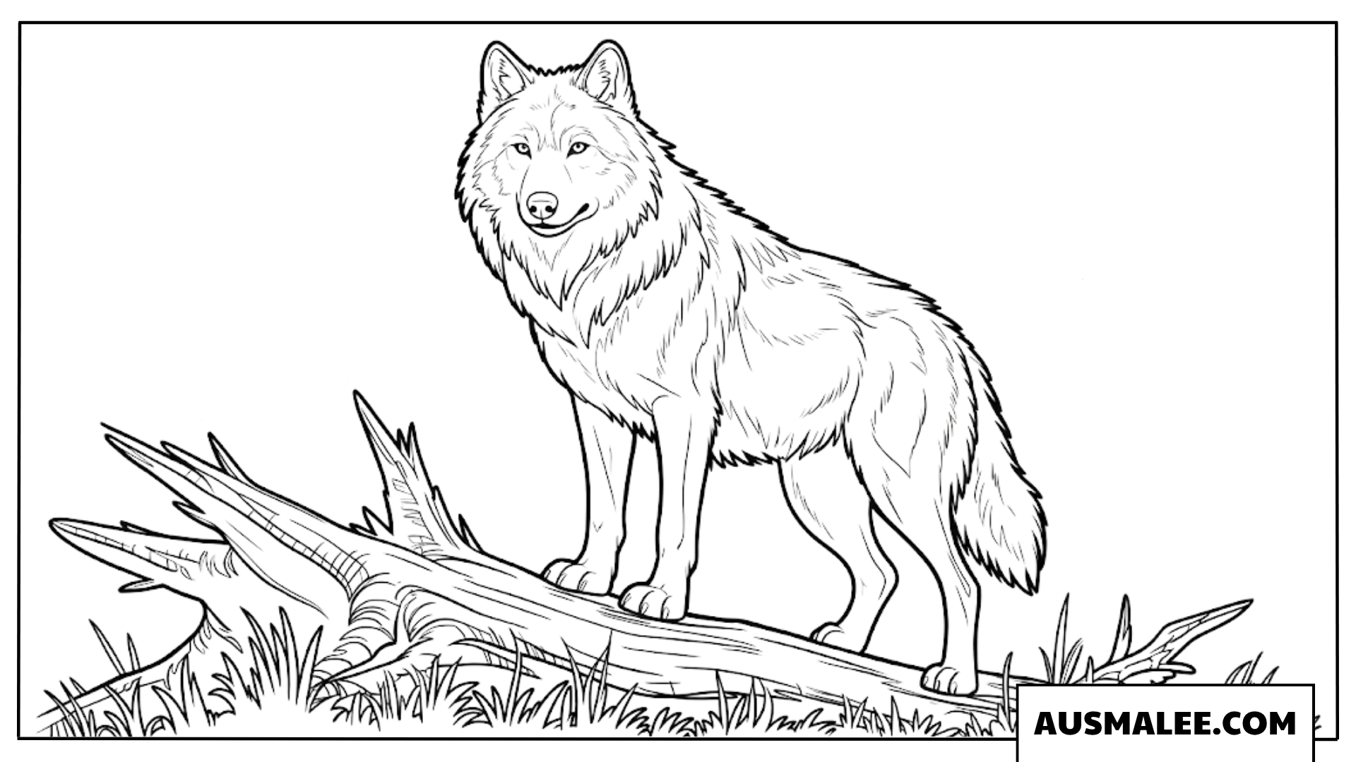 Wolf Auf Baumstamm Ausmalbilder