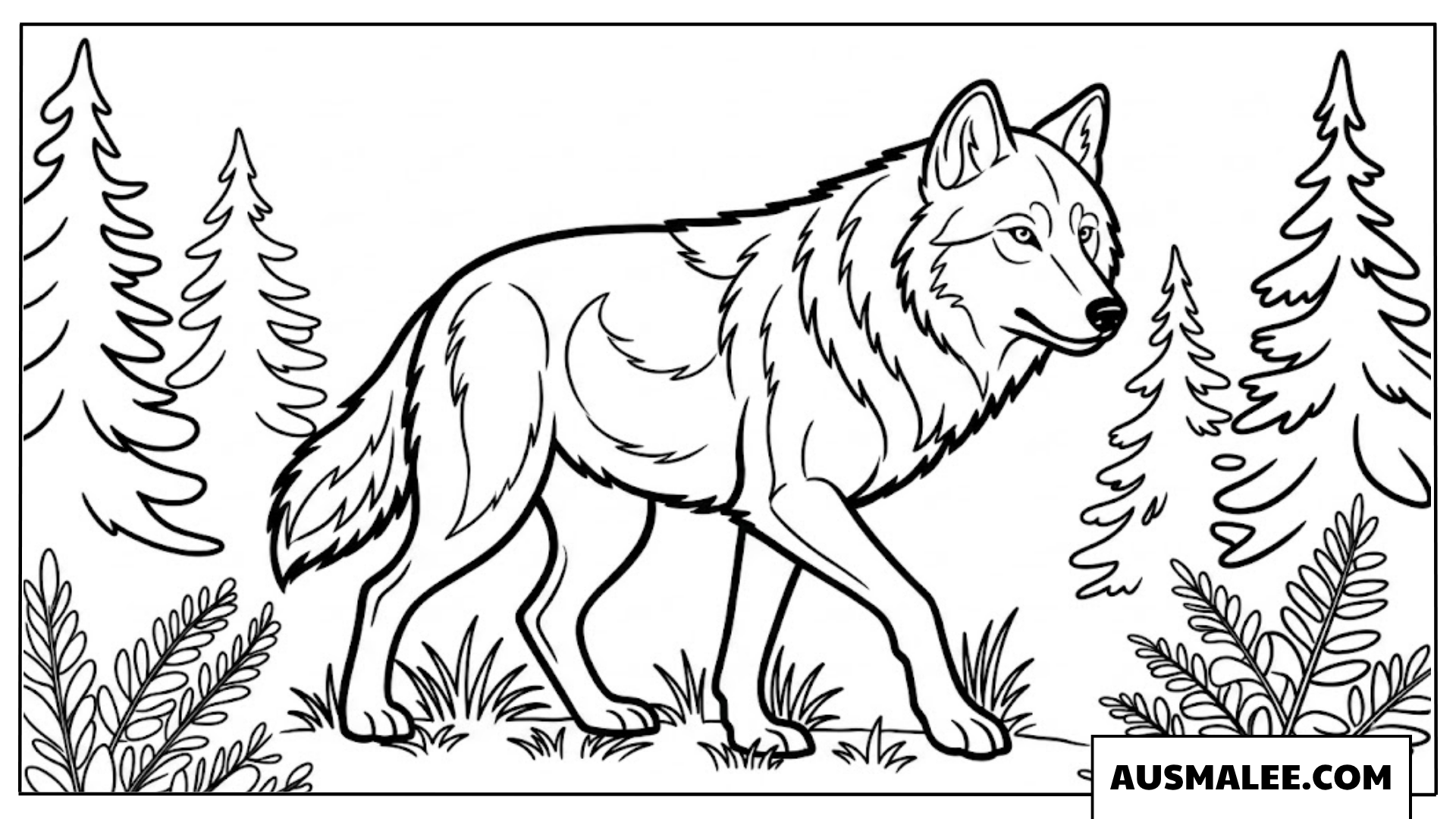 Wolf Geht Durch Den Wald Ausmalbilder