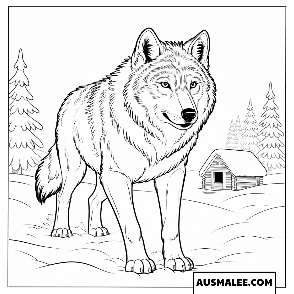 Wolf Im Verschneiten Wald Ausmalbilder