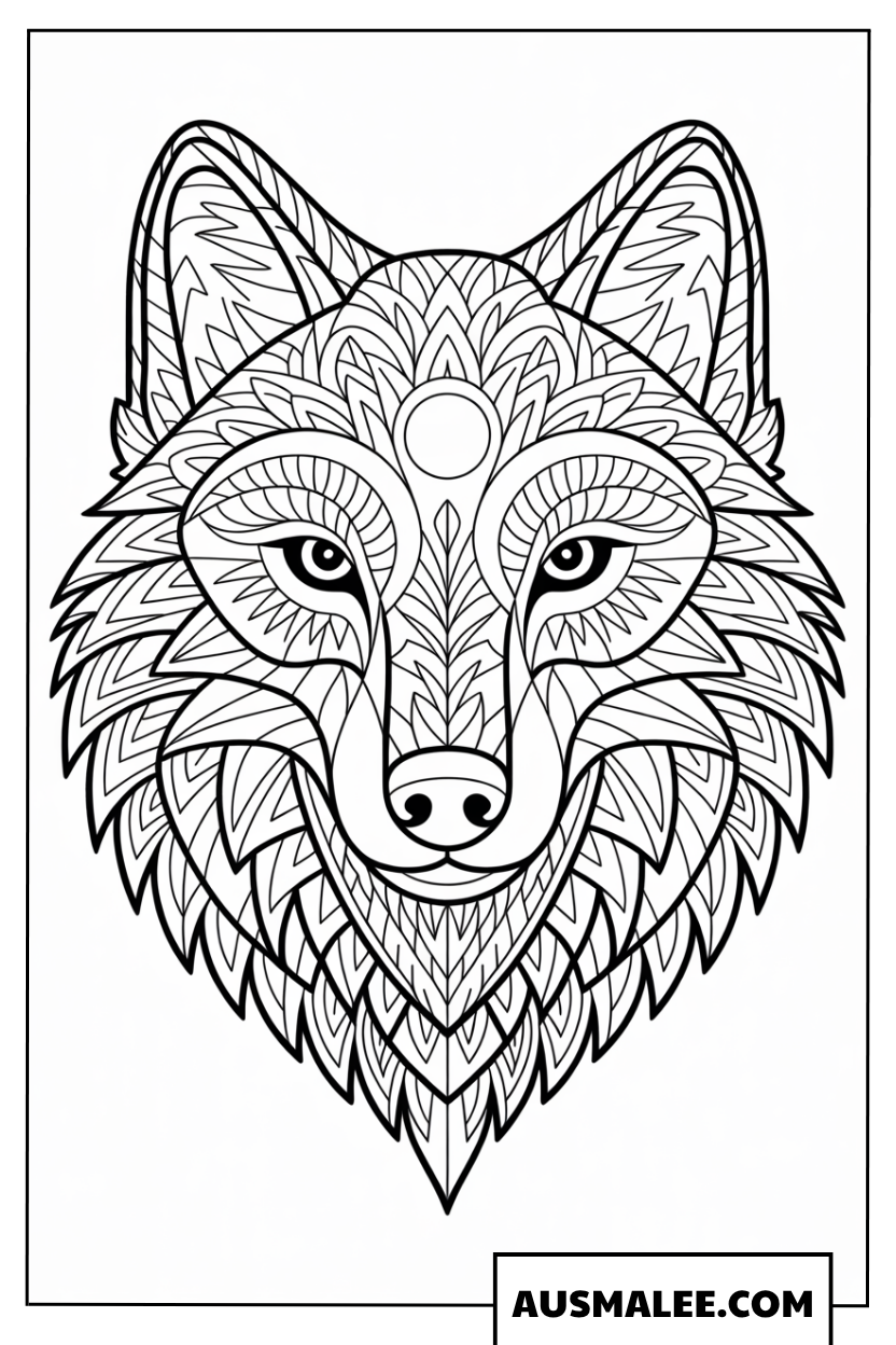 Wolf Mandala Kopf Ausmalbilder