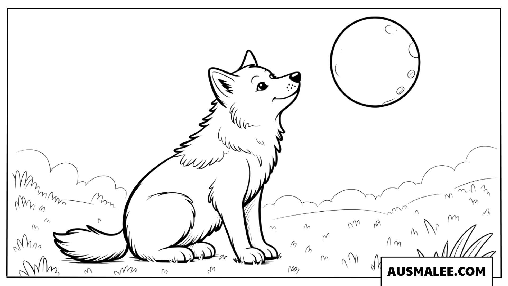 Wolf Schaut Zum Mond Ausmalbilder