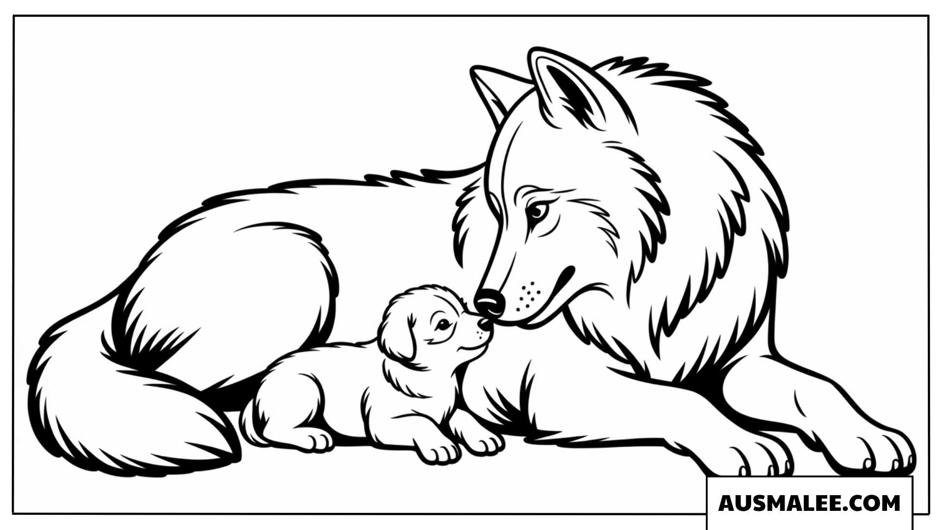 Wolfsmutter Mit Baby Wolf Ausmalbilder