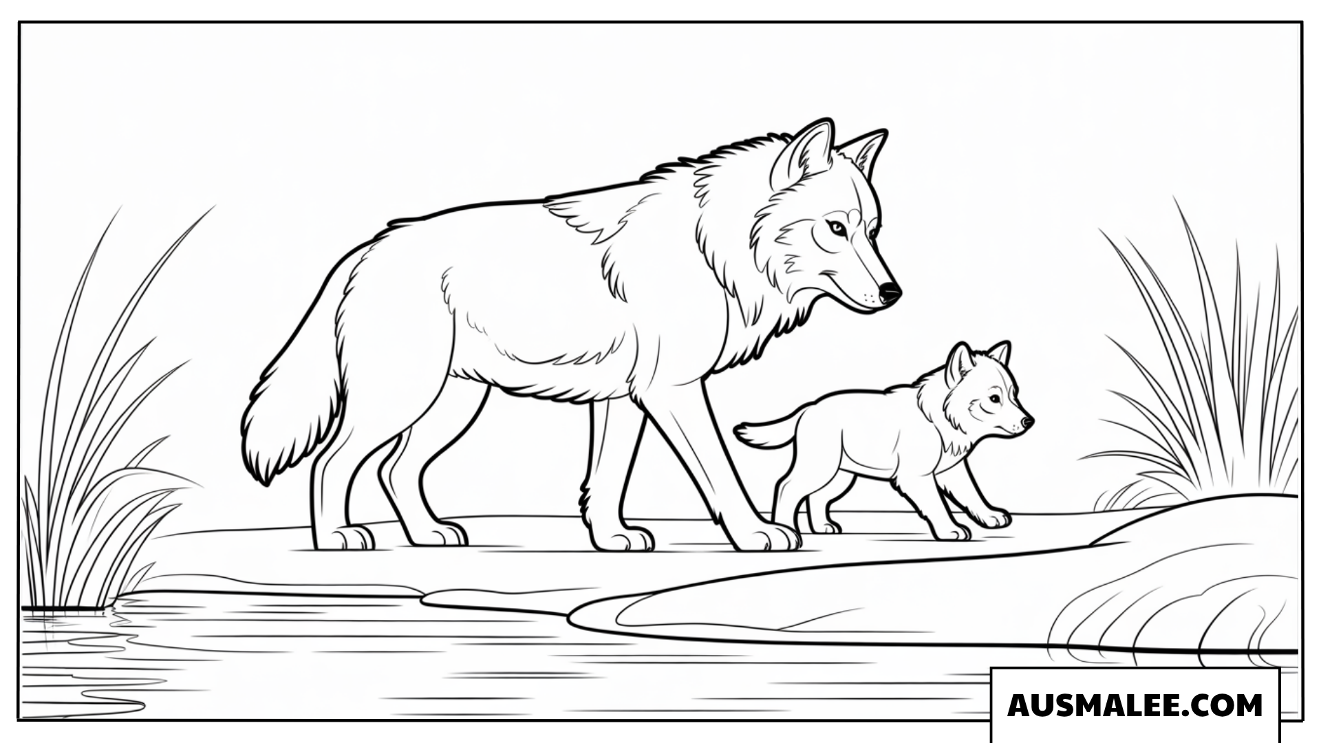 Wolfsmutter Mit Jungem Wolf Ausmalbilder