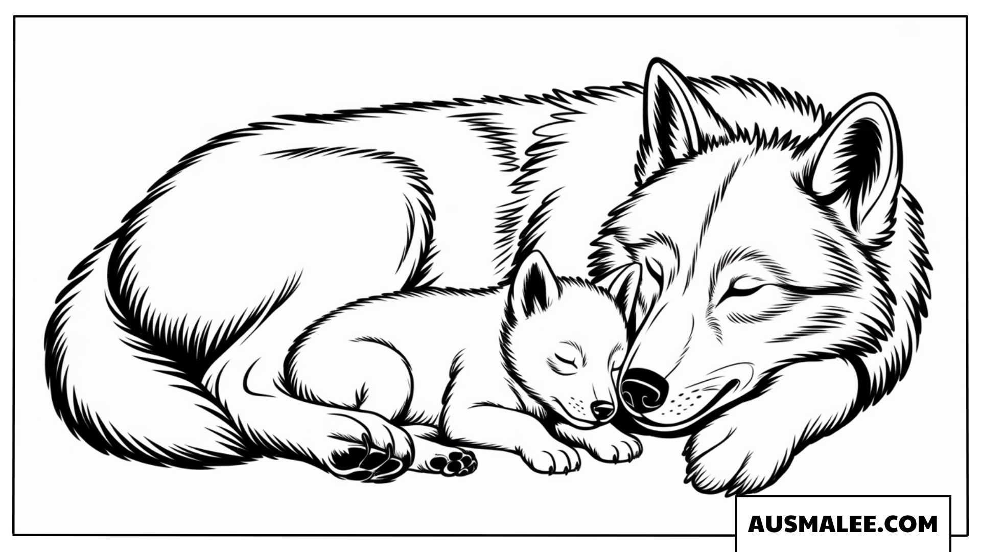 Wolfsmutter Und Welpe Schlafen Ausmalbilder