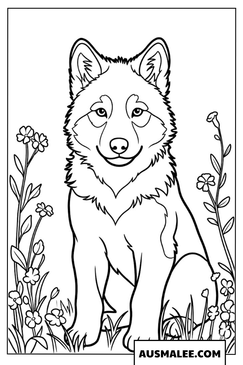 Wolfswelpe Sitzt Im Gras Ausmalbilder