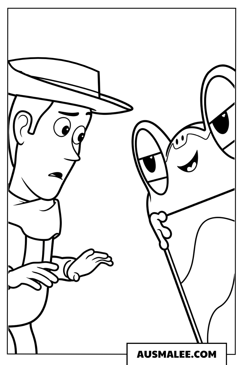 Woody und Lily Pad in Toy Story 5 ausmalbild