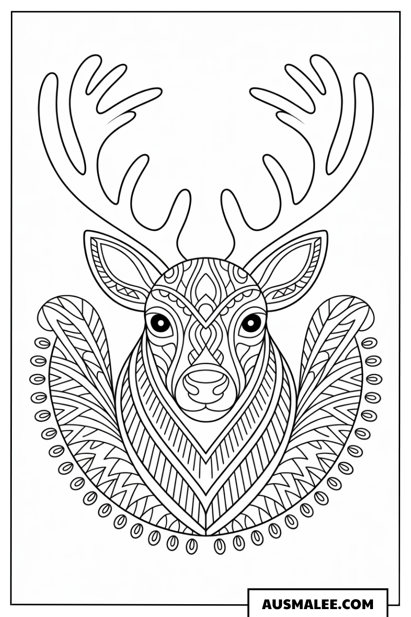 Zentangle Rentier ausmalbild