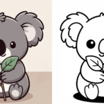 ft - einfaches koala ausmalbild für kinder ft