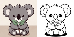 ft - einfaches koala ausmalbild für kinder ft