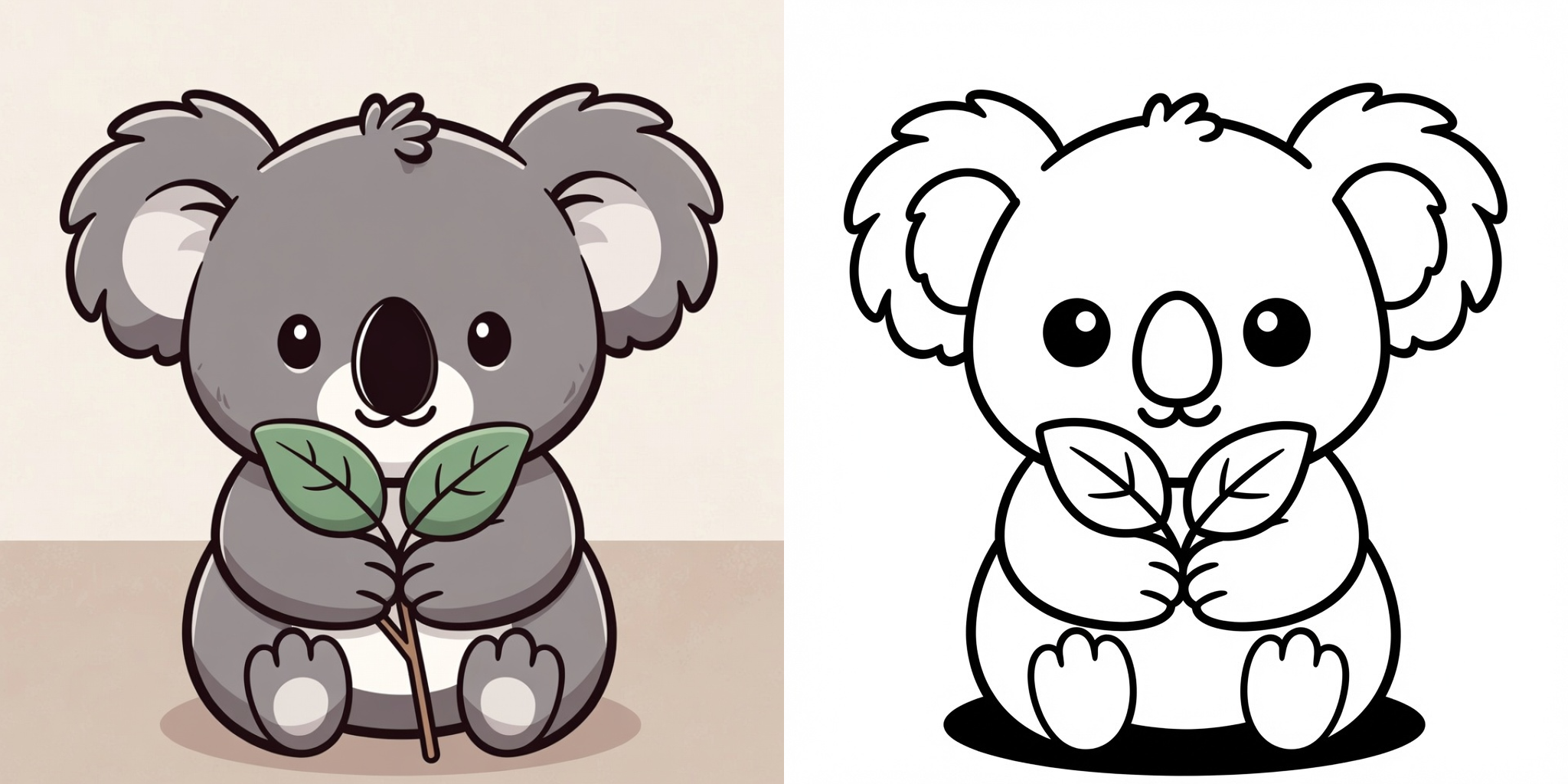 ft - einfaches koala ausmalbild für kinder ft