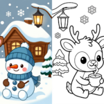 ft - rentier schneemann ausmalbild ft