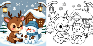 ft - rentier schneemann ausmalbild ft