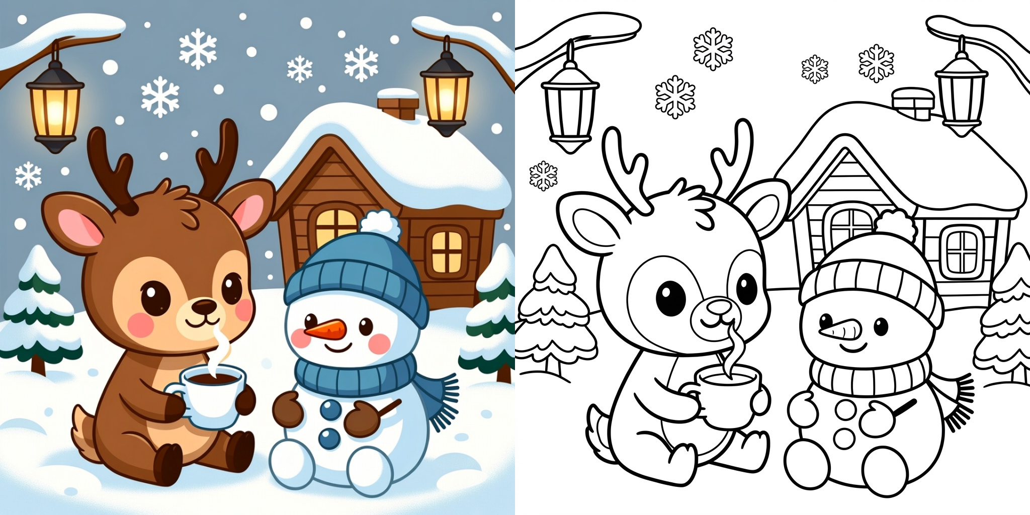 ft - rentier schneemann ausmalbild ft
