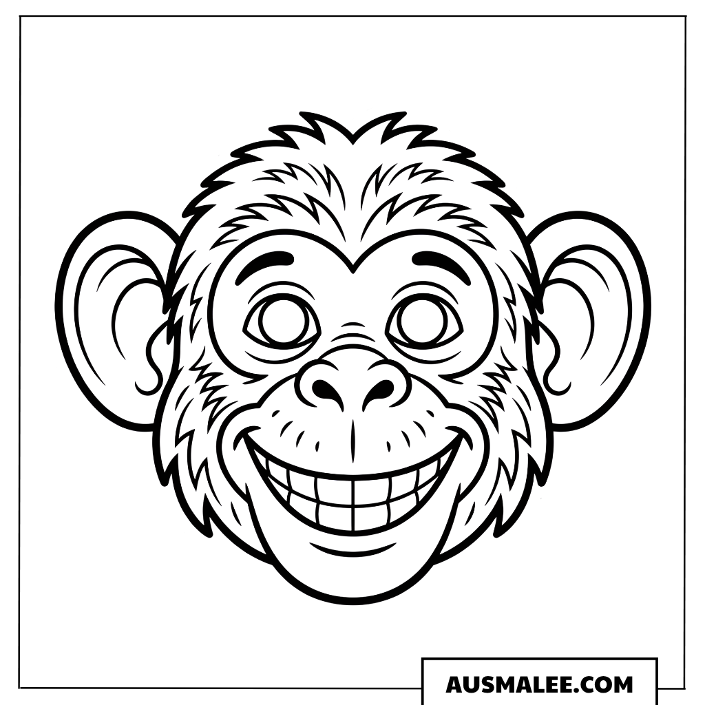 Ausmalbild Affenmaske