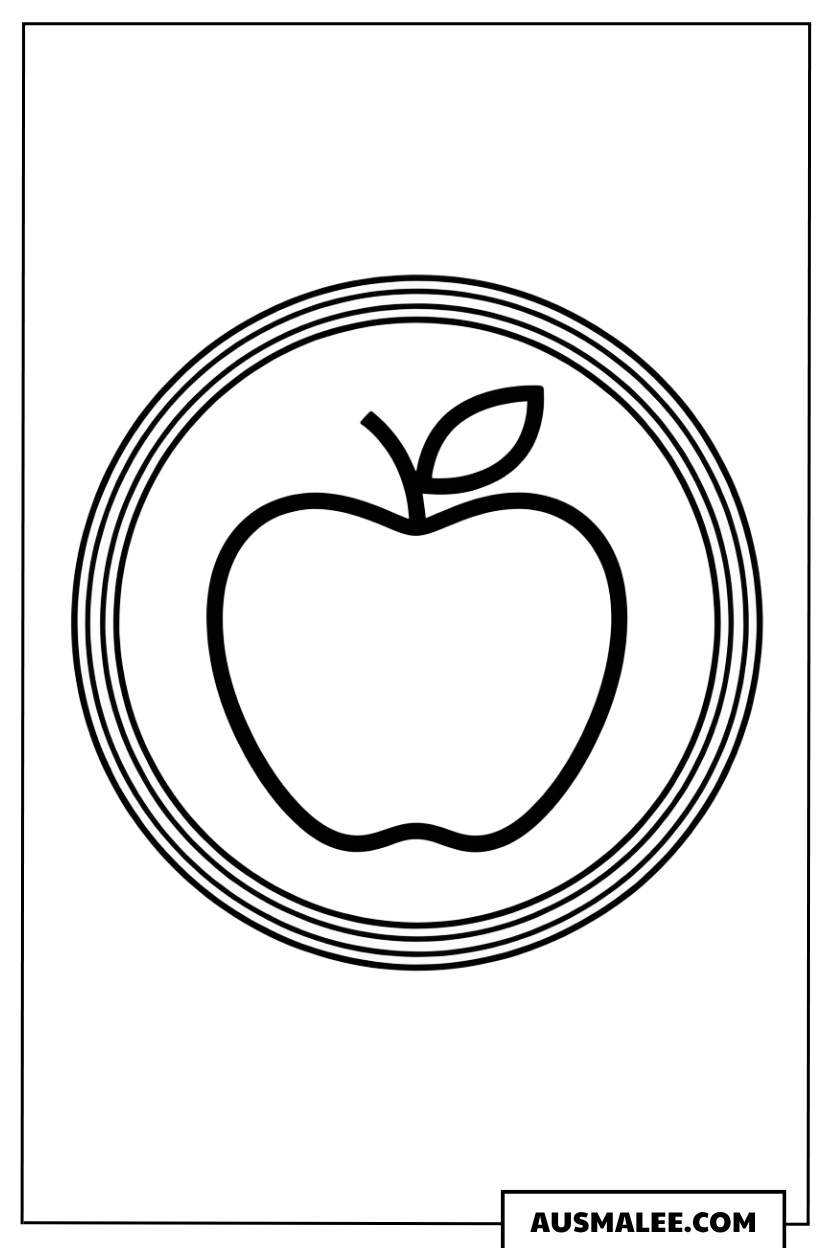 Ausmalbild Apfel im Kreis