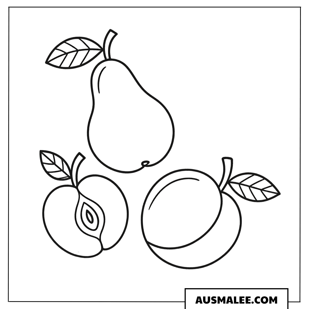 Ausmalbild Birne und Pfirsich