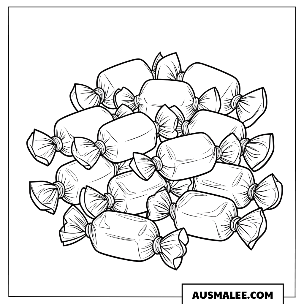 Ausmalbild Bonbon-Haufen