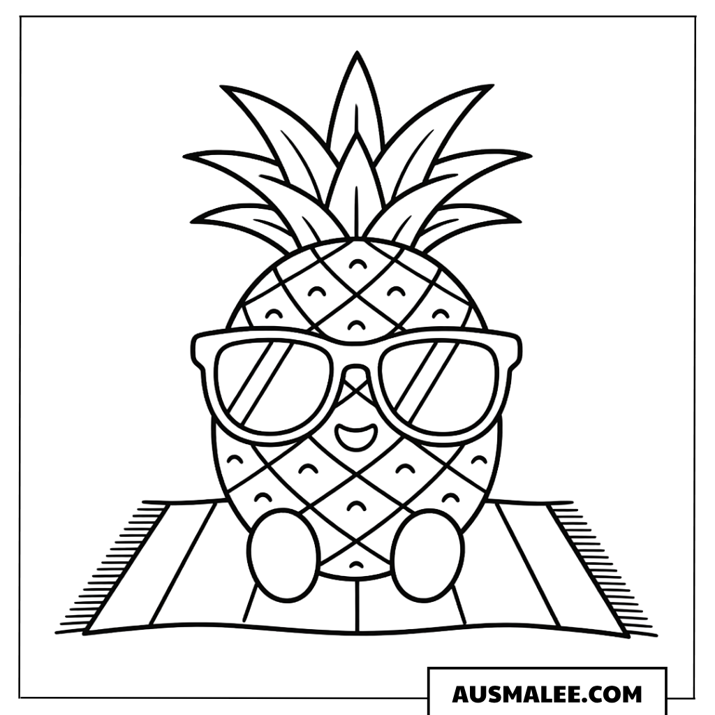 Ausmalbild Coole Ananas