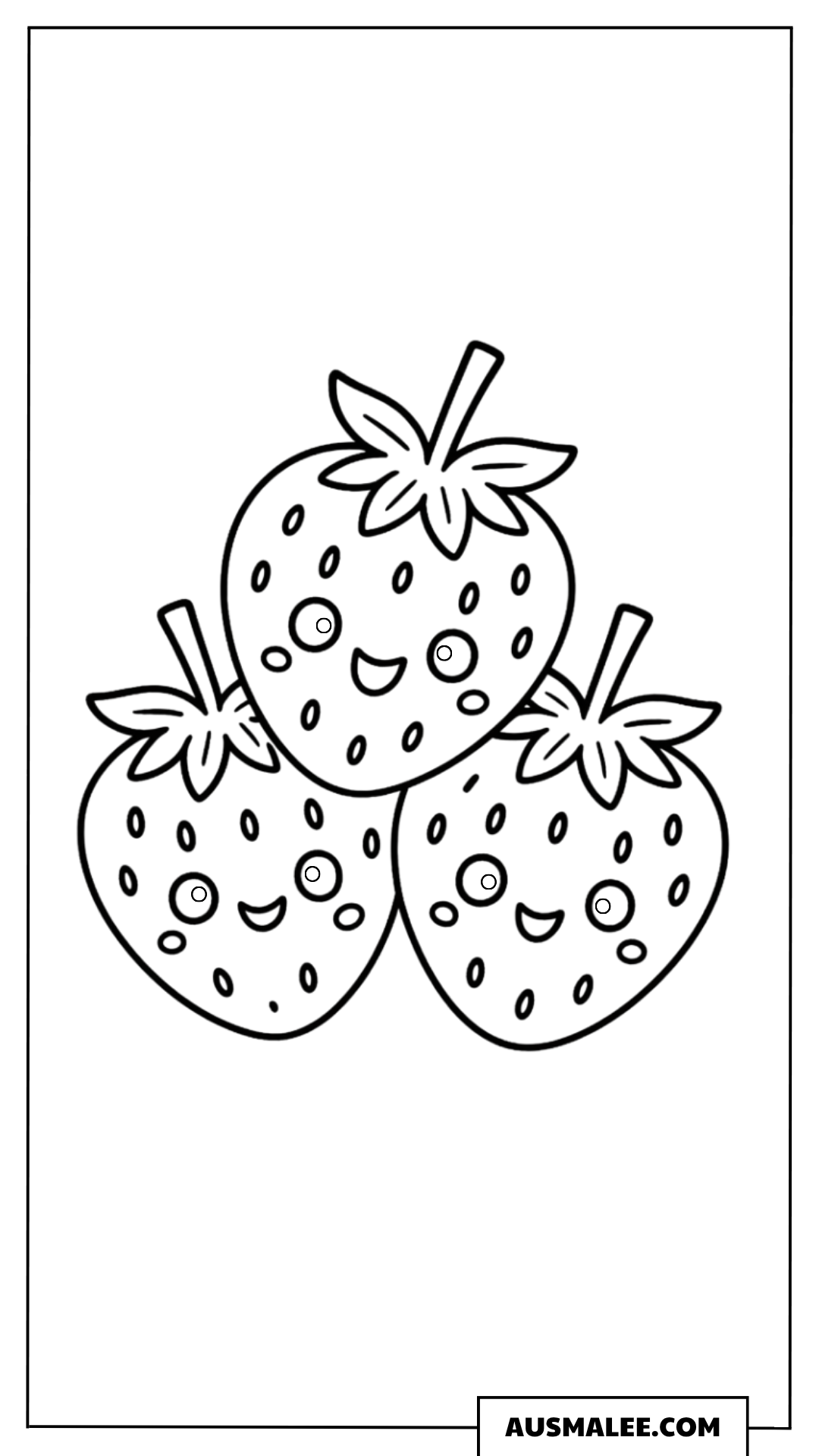 Ausmalbild Drei Erdbeeren