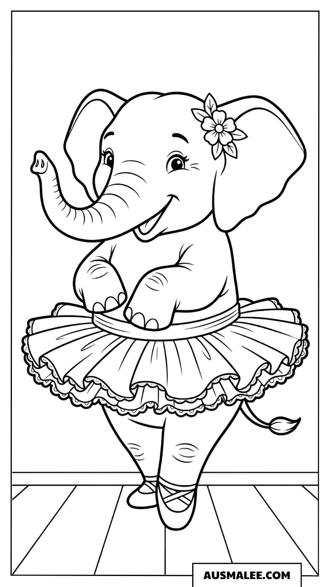 Ausmalbild Elefant-Ballerina