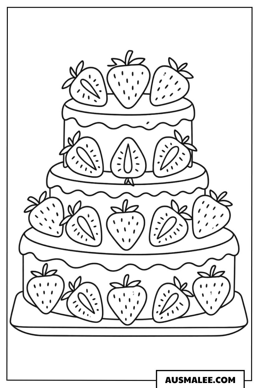 Ausmalbild Erdbeer-Torte