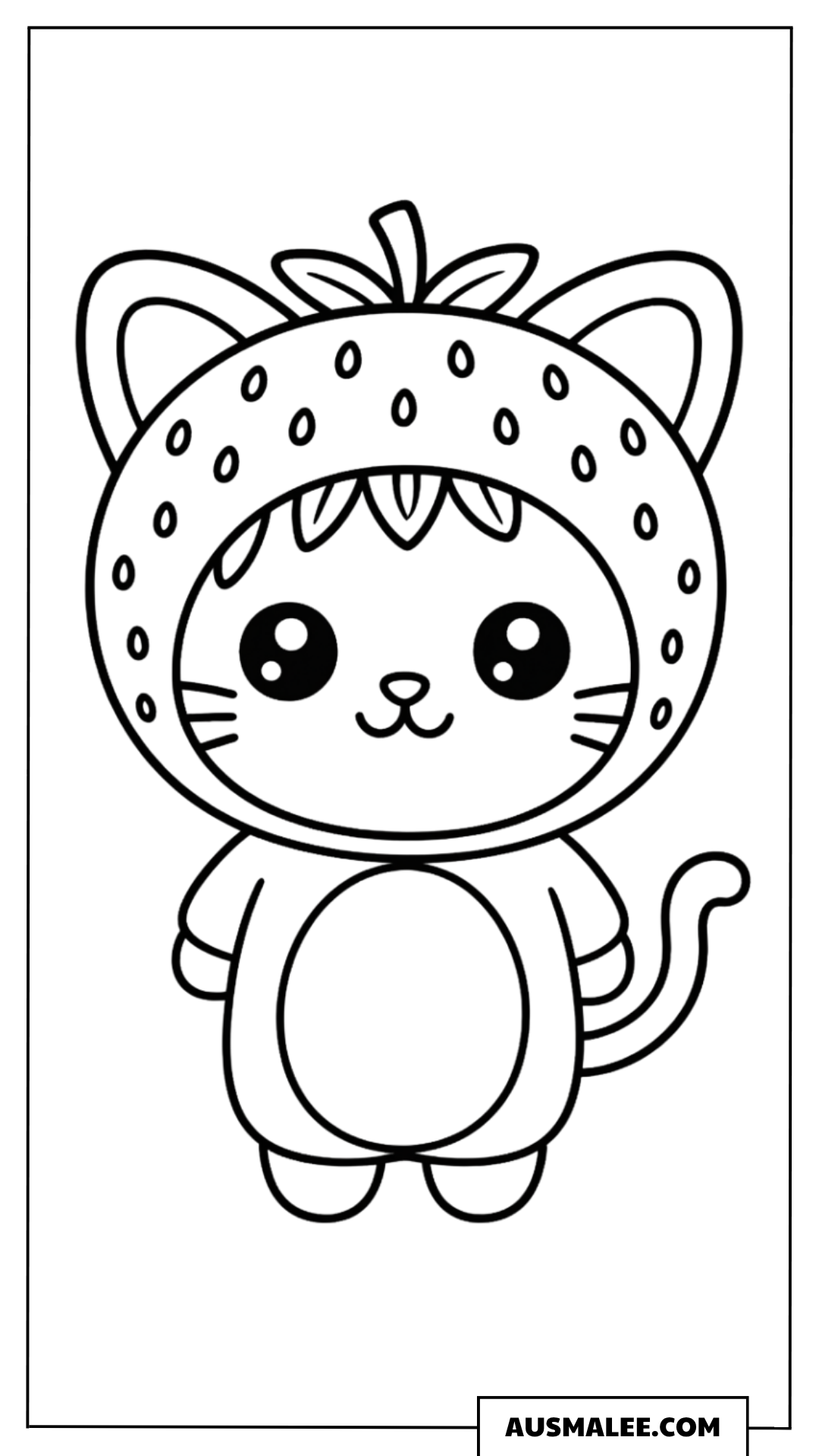 Ausmalbild Erdbeere als Katze