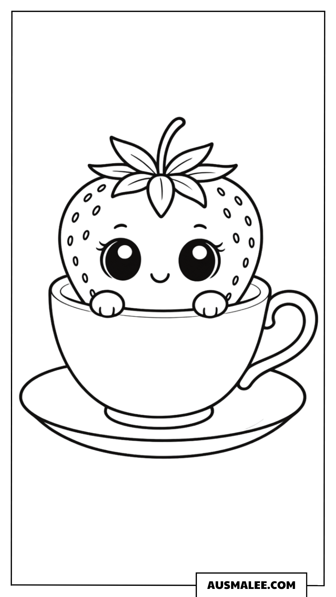 Ausmalbild Erdbeere in der Tasse