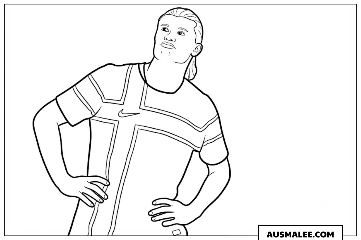 Ausmalbild Erling Haaland enttäuscht nach der Niederlage