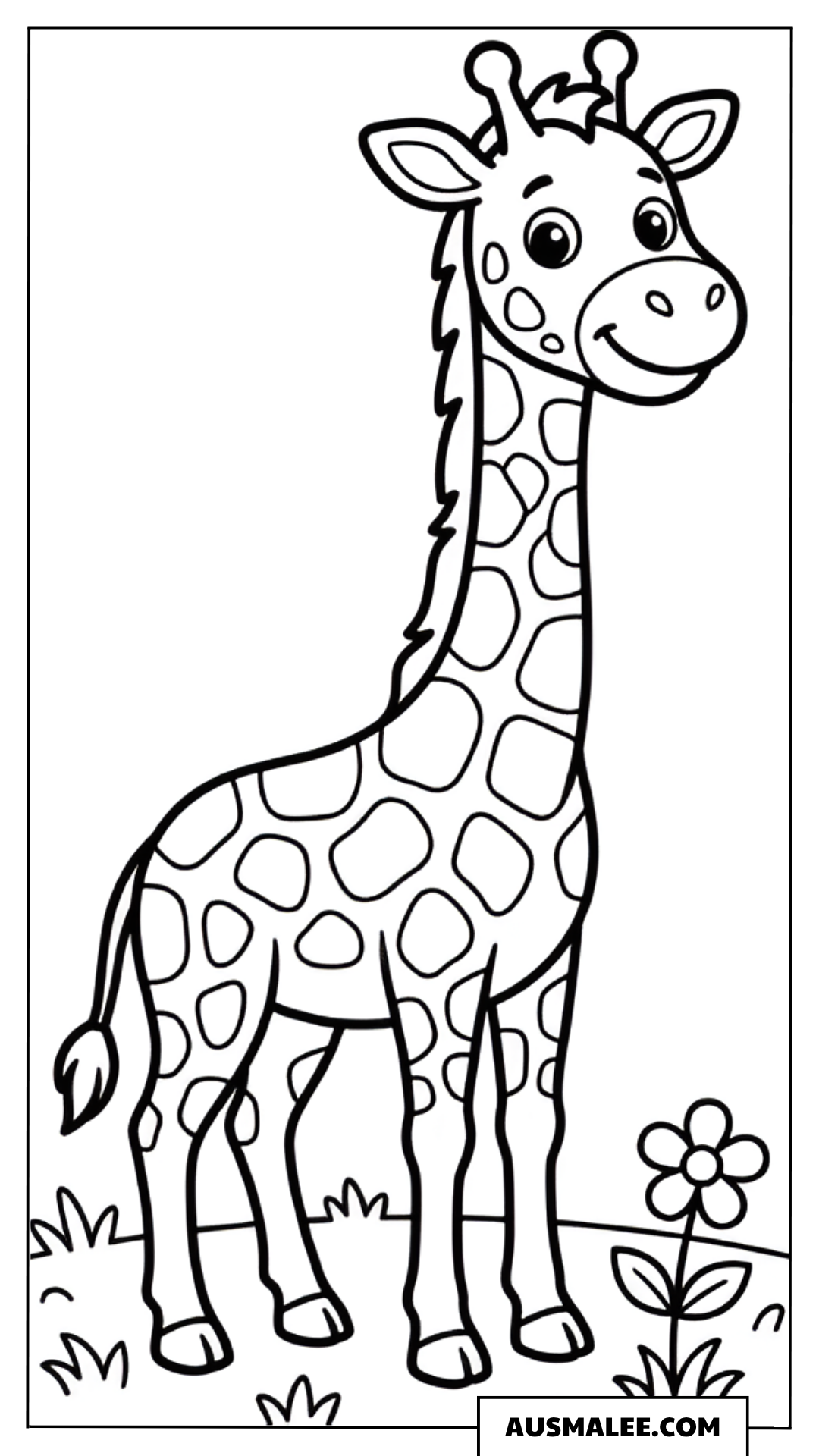 Ausmalbild Giraffe im Stehen