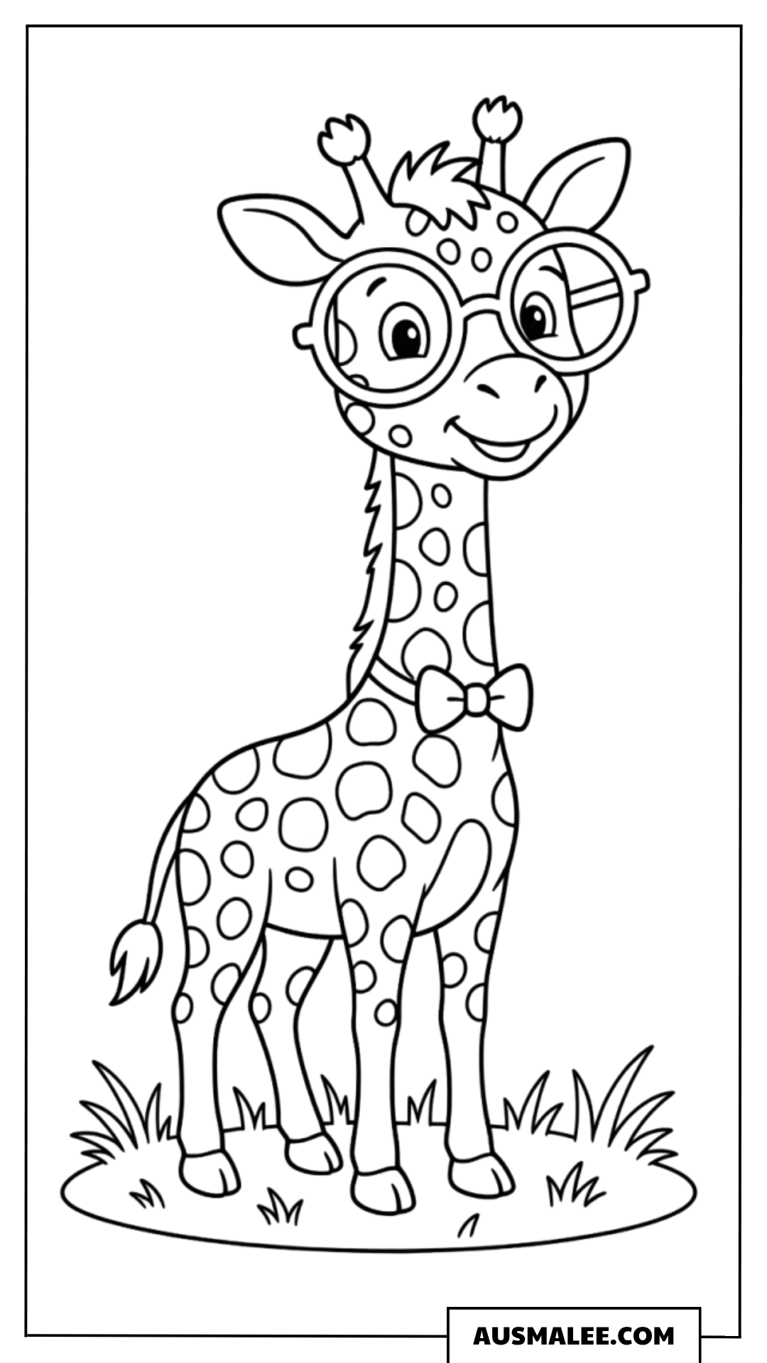 Ausmalbild Giraffe mit Brille