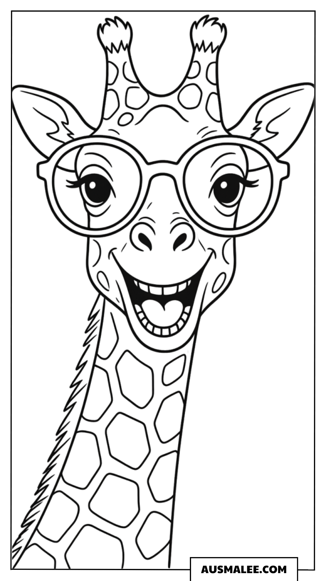 Ausmalbild Giraffe mit Brille